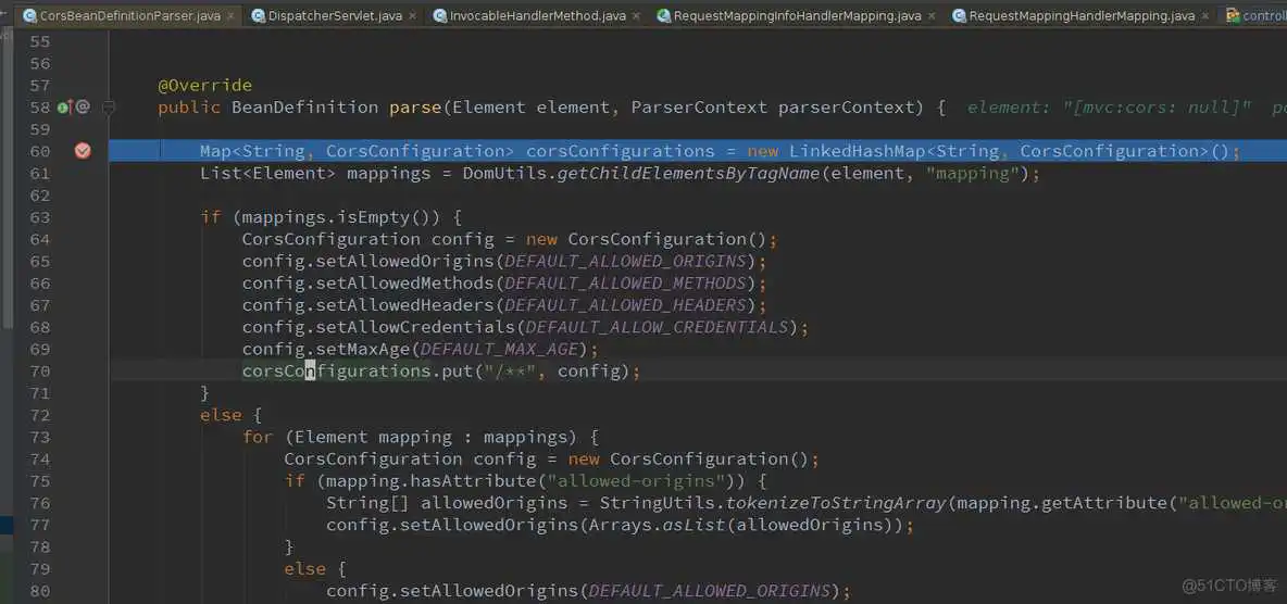 CorsBeanDefinitionParser中的断点 spring设置跨域不起作用_web.xml