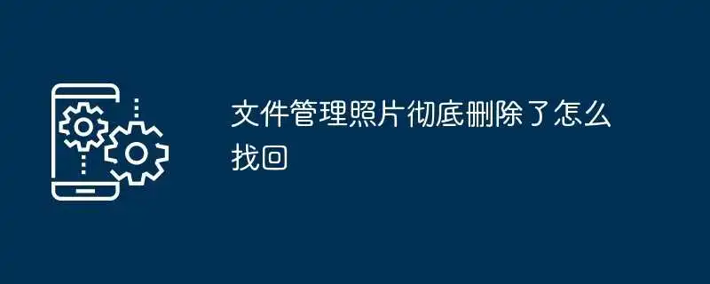 文件管理照片彻底删除了怎么找回