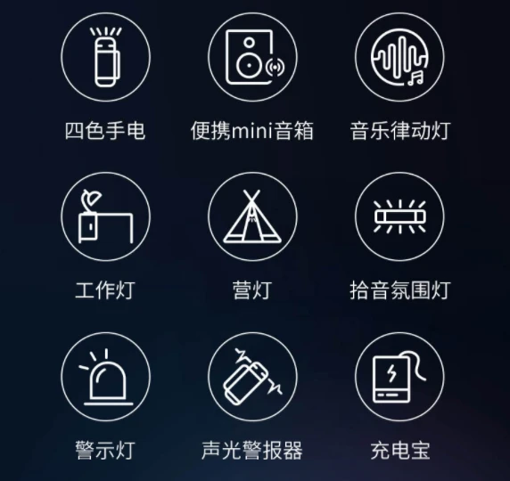 159元 小米有品众筹户外12合1雷鸣音乐手电：可照245米