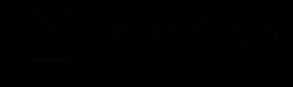 $$ -{sum}_{i=1}^n{y}_imathit{log} fleft({x}_i,	heta 
ight) $$