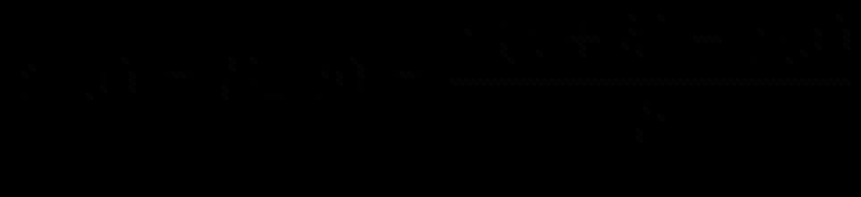 $$ {f}^{prime }(x)={D}_{+}(h)=frac{fleft(x+h
ight)-f(x)}{h} $$
