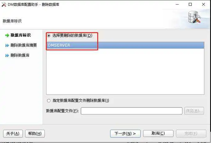 选择需要删除的数据库实例