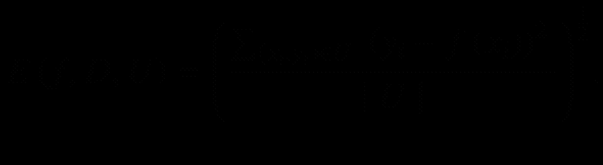 $$ Eleft(f,D,U
ight)={left(frac{sum_{left({x}_i,{y}_i
ight)in U} {left({y}_i-fleft({x}_i
ight)
ight)}² }{mid Umid}
ight)}^{frac{1}{2}}. $$