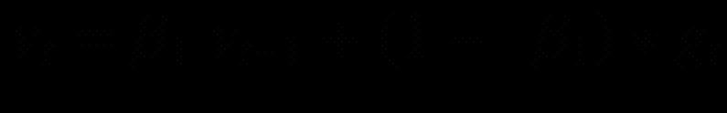 $$ {
u}_t={beta}_1 {
u}_{t-1}+left(1-kern0.5em {beta}_1
ight)ast {g}_t $$