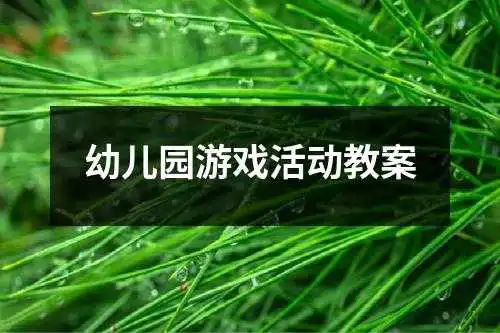 幼儿园游戏活动教案
