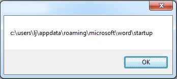 显示启动文件夹路径的对话框