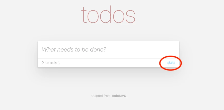 正在运行的网站 - 选择统计信息链接