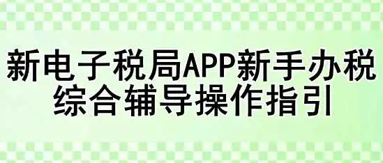 新电子税局APP新手办税综合辅导<a href='/tag/120'>操作</a>指引 新电子税局APP新手办税综合辅导操作指引