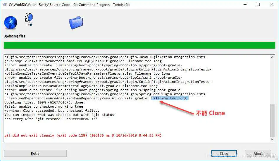 Git Clone 的时候遇到 Filename too long 错误_Git