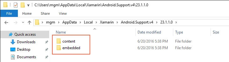 在 23.1.1.0 文件夹中创建 content 和 embedded 文件夹