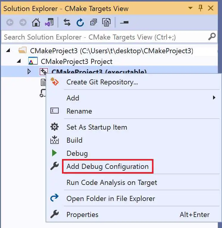 Select add debug configuration.